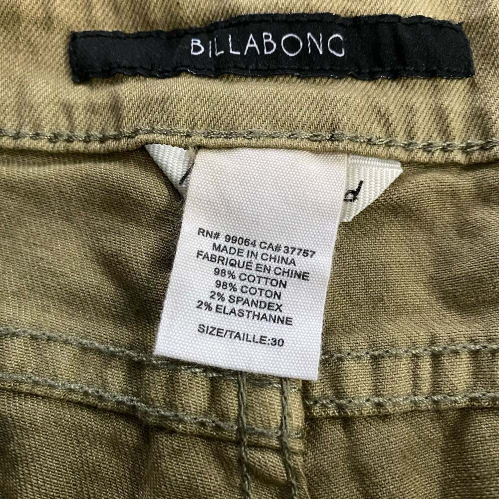 Billabong Lace-Up Distressed Frayed Hem Olive Denim Shorts Grunge - Picture 4 of 6